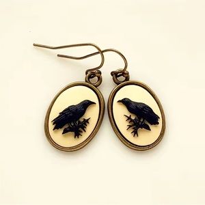 3-D Crow Relief Earrings